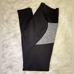 SHEIN Black and Gray Leggings with Color Block Design